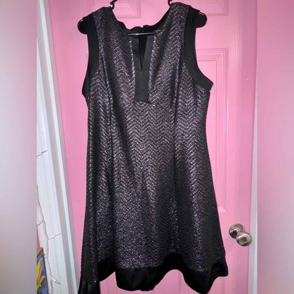 Black silver mini dress